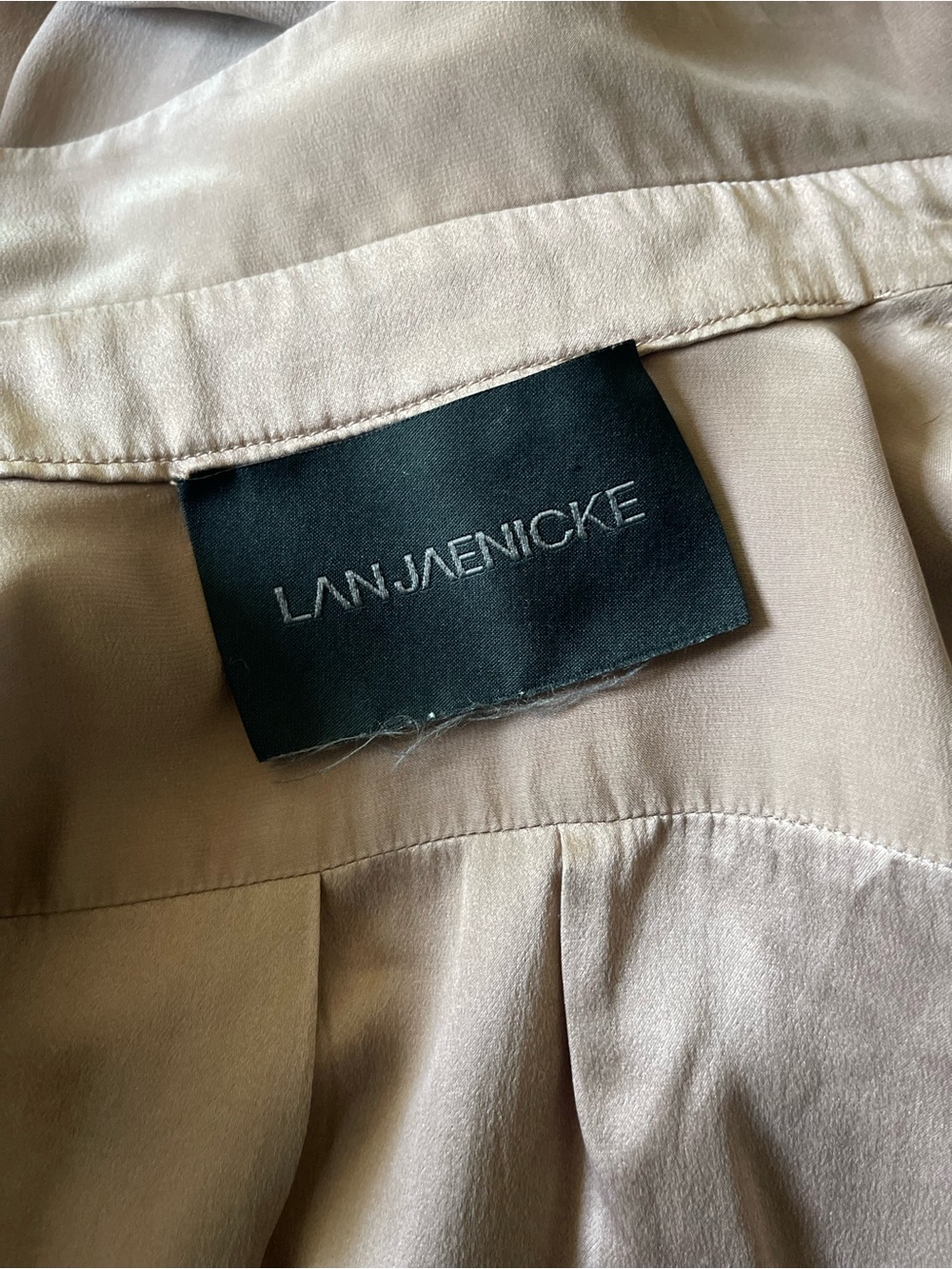 Lan Jaenicke Blush Mauve 100% Silk Button Front Midi Shirt Dress Belt Size 1 Usa — image 7 of 8